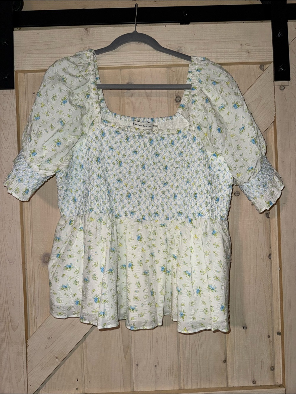 English Factory Floral Smocked Peasant Blouse Size 2X NWT